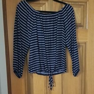 Navy Striped Women's Top Size Small